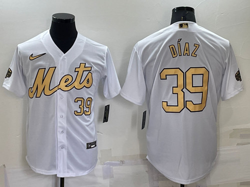 Men's New York Mets #39 Edwin D??az 2022 All-Star White Cool Base Stitched Baseball Jersey